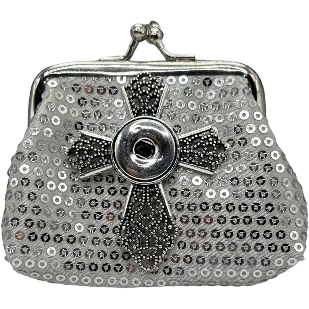 Silver Sequin Coin Micro Purse Silver Cross Purple Sparkling 18m Ginger Snap NWT - Picture 6 of 12